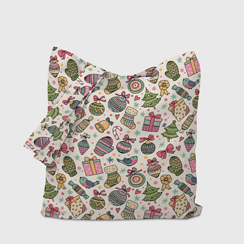 Сумка-шоппер Новогодний паттерн / 3D-принт – фото 1
