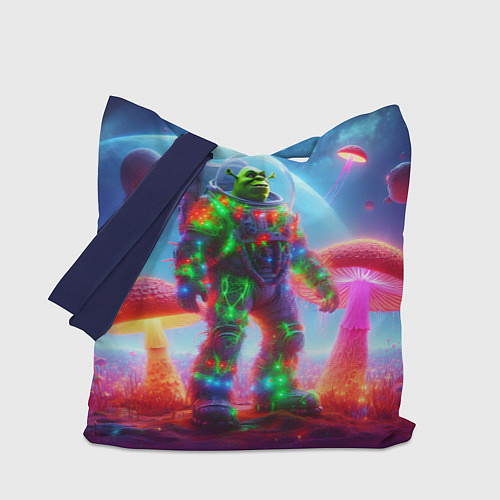 Сумка-шоппер Неоновый космонавт Шрек на планете гигантских мухо / 3D-принт – фото 1
