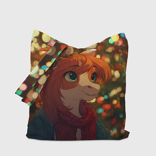 Сумка-шоппер Рыжая новогодняя лошадка / 3D-принт – фото 1