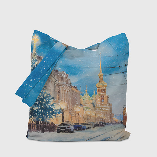 Сумка-шоппер Новогодний день в Санкт-Петербурге / 3D-принт – фото 1
