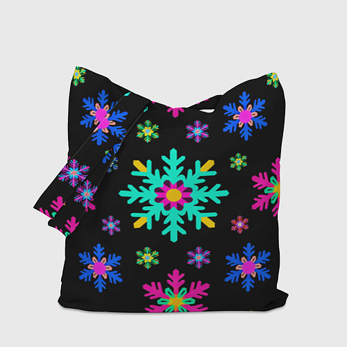 Сумка-шоппер Снежинки ретро / 3D-принт – фото 1