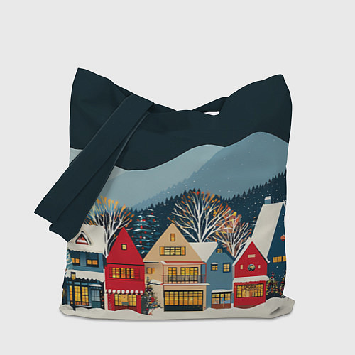 Сумка-шоппер Новогодний городок в горах / 3D-принт – фото 1