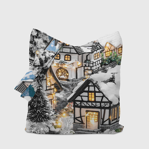 Сумка-шоппер Объемные новогодние дома / 3D-принт – фото 1