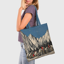 Сумка-шопер Небольшой новогодний город в горах, цвет: 3D-принт — фото 2