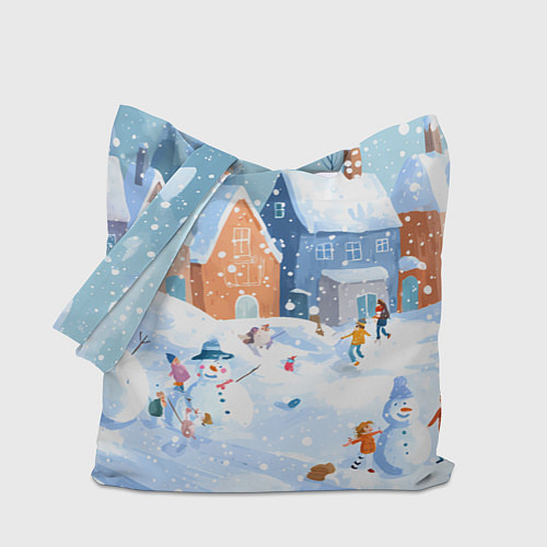 Сумка-шоппер Предновогодний день во дворе / 3D-принт – фото 1
