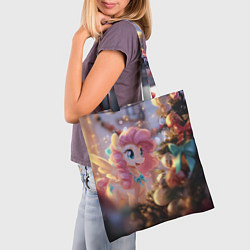 Сумка-шопер Милая новогодняя лошадка с крыльями, цвет: 3D-принт — фото 2
