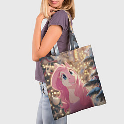 Сумка-шопер Удивленная лошадка - Новый год, цвет: 3D-принт — фото 2