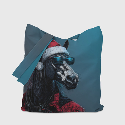 Сумка-шоппер Лошадь в новогоднем стиле / 3D-принт – фото 1