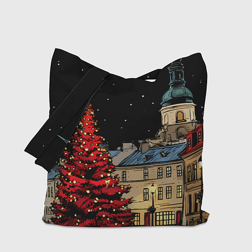 Сумка-шоппер Красная новогодняя елка / 3D-принт – фото 1