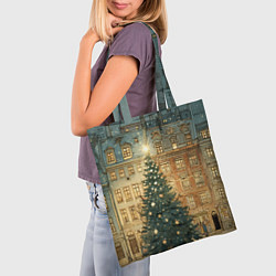Сумка-шопер Новогодний старый город, цвет: 3D-принт — фото 2