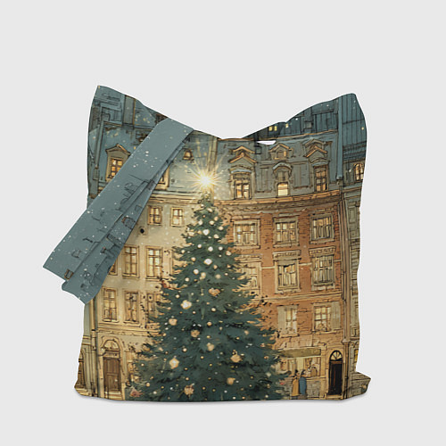 Сумка-шоппер Новогодний старый город / 3D-принт – фото 1