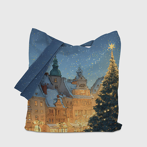 Сумка-шоппер Новый год в старом городе / 3D-принт – фото 1