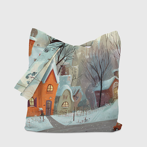 Сумка-шоппер Милый новогодний дворик / 3D-принт – фото 1