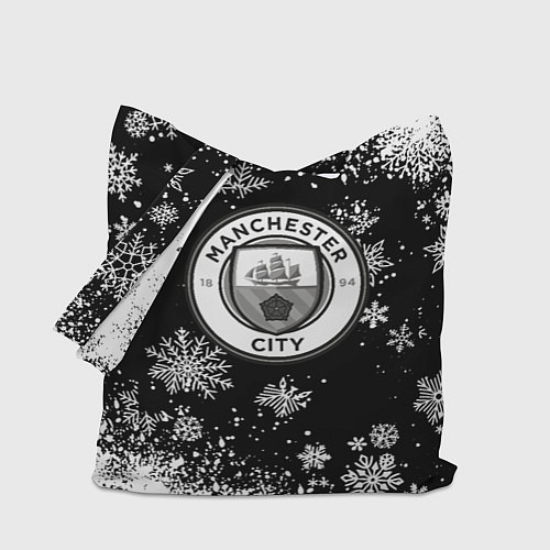 Сумка-шоппер Манчестер сити снежинки новый год / 3D-принт – фото 1