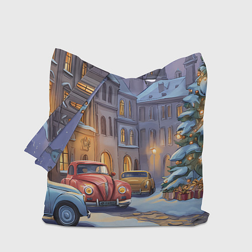 Сумка-шоппер Новогодний снежный двор / 3D-принт – фото 1