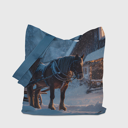 Сумка-шоппер Лошадь у избы / 3D-принт – фото 1