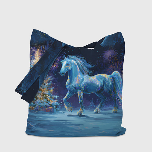Сумка-шоппер Сияющая новогодняя лошадка / 3D-принт – фото 1