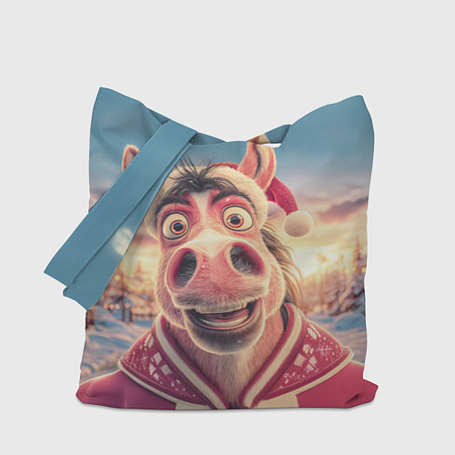 Сумка-шоппер Счастливая новогодняя лошадь / 3D-принт – фото 1