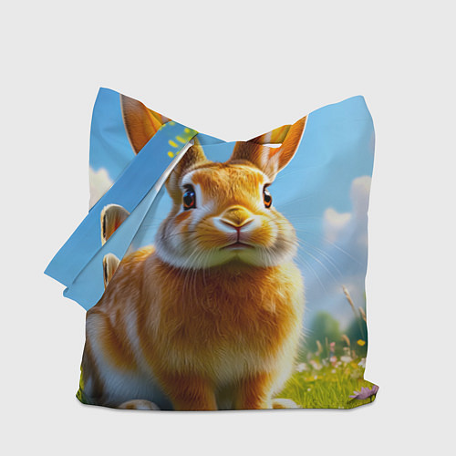 Сумка-шоппер Солнечный кролик на лугу / 3D-принт – фото 1