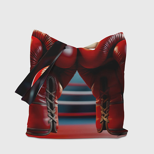 Сумка-шоппер Красные боксёрские перчатки на ринге / 3D-принт – фото 1