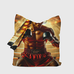 Сумка-шопер Боец муай-тай в ринге, цвет: 3D-принт