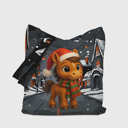 Сумка-шоппер Новогодняя лошадка 2026 год / 3D-принт – фото 1