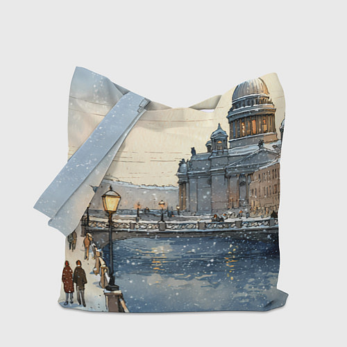Сумка-шоппер Санкт-Петербург снежный день / 3D-принт – фото 1