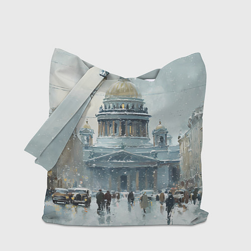Сумка-шоппер Санкт-Петербург зимний пейзаж / 3D-принт – фото 1