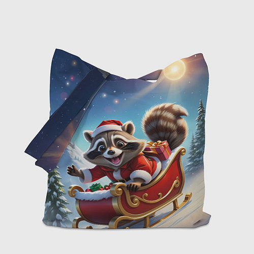 Сумка-шоппер Енот в санях / 3D-принт – фото 1