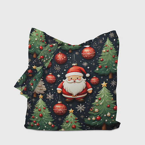 Сумка-шоппер Новый год паттерн Дед мороз / 3D-принт – фото 1