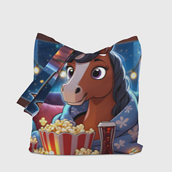 Сумка-шоппер Новогодняя лошадка с попкорном