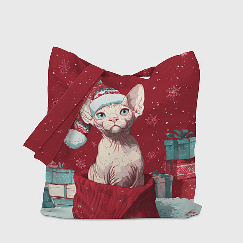 Сумка-шоппер Сфинкс новогодняя кошка / 3D-принт – фото 1