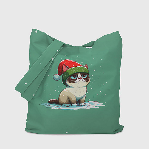 Сумка-шоппер Новогодний мем котик / 3D-принт – фото 1