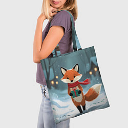 Сумка-шопер Лисичка с подарком зимой, цвет: 3D-принт — фото 2