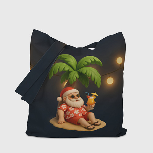 Сумка-шоппер Санта чиллит под пальмой / 3D-принт – фото 1