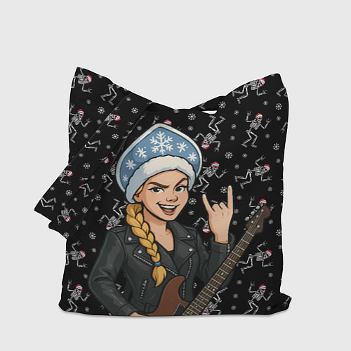 Сумка-шоппер Снегурочка с гитарой - Рок / 3D-принт – фото 1