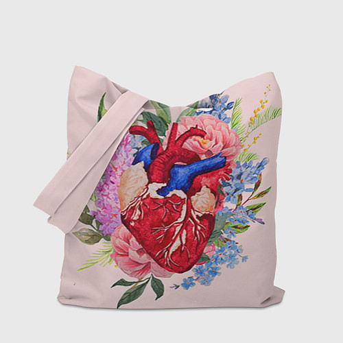 Сумка-шоппер Цветочное сердце / 3D-принт – фото 1