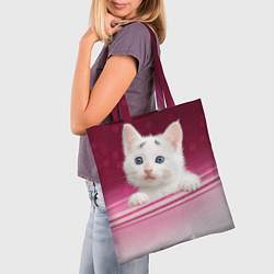Сумка-шопер Белый котёнок, цвет: 3D-принт — фото 2