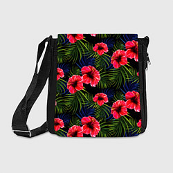 Сумка на плечо Тропические цветы и листья, цвет: 3D-принт