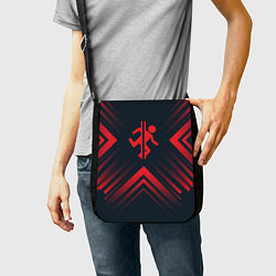 Сумка на плечо Красный символ Portal на темном фоне со стрелками, цвет: 3D-принт — фото 2