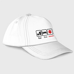 Бейсболка Главное в жизни – еда, сон , suzuki, цвет: белый