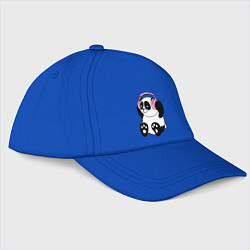 Бейсболка Panda in headphones панда в наушниках, цвет: синий