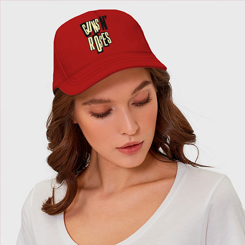 Бейсболка Guns n Roses: cream / Красный – фото 4