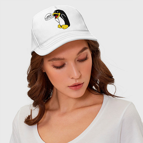 Бейсболка Пингвин: Linux / Белый – фото 4