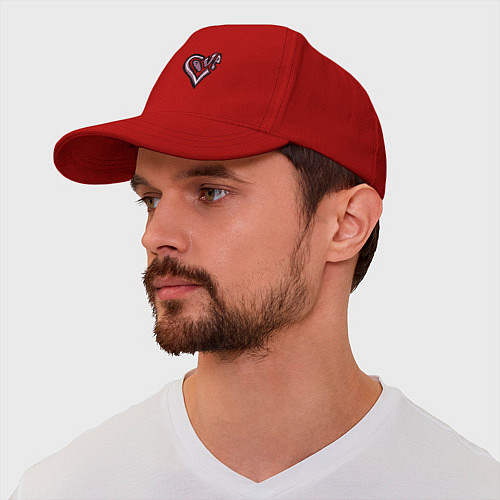 Бейсболка Сердце LOVE рисунок / Красный – фото 2
