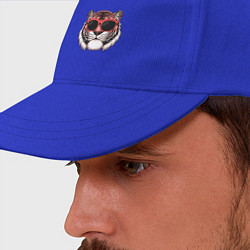 Бейсболка Модный тигр в очках, цвет: синий — фото 2
