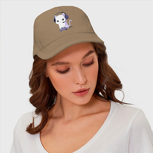 Бейсболка Котёнок игроман The kitten is a gambler / Миндальный – фото 4