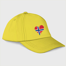 Бейсболка Сердце - Норвегия, цвет: желтый