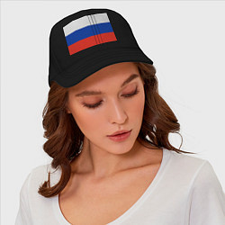 Бейсболка Триколор - флаг России плетёный, цвет: черный — фото 2