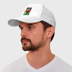 Бейсболка Капибара в наушниках и шляпе - нейросеть, цвет: белый